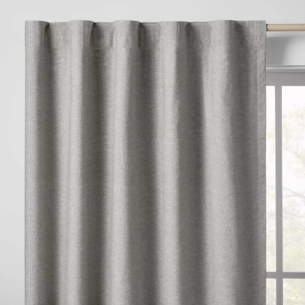 Pillowfort Heather Gray Chambray Cotton Blackout Curtain Panel 42" x 84" NWOT - Picture 2 of 8